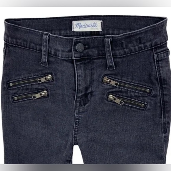 MADEWELL Denim | Faded Black | Skinny Skinny | Biker-Moto Zipper Pockets | Sz 26 - Picture 9 of 10
